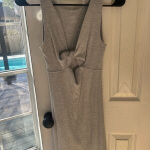 Aerie Heather Gray Knot-Front Midi Dress